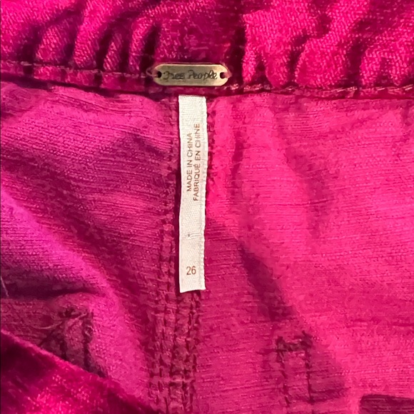 Free People Velvet Velour Fuchsia Holiday Style Crop Pants - Picture 4 of 5